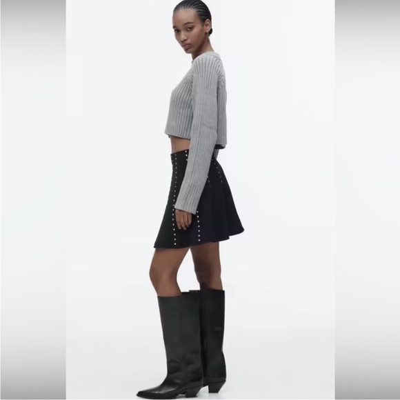 Zara Black Studded Circle Skirt - Picture 6 of 8